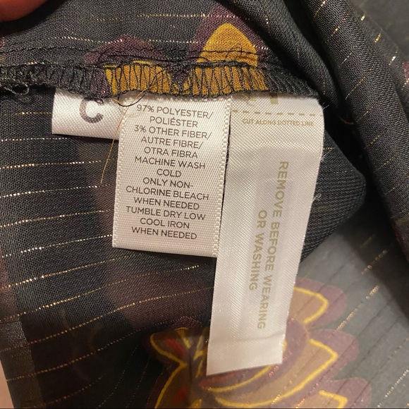 Ann Taylor Loft Floral Metallic Shimmer Popover Blouse - Picture 9 of 10